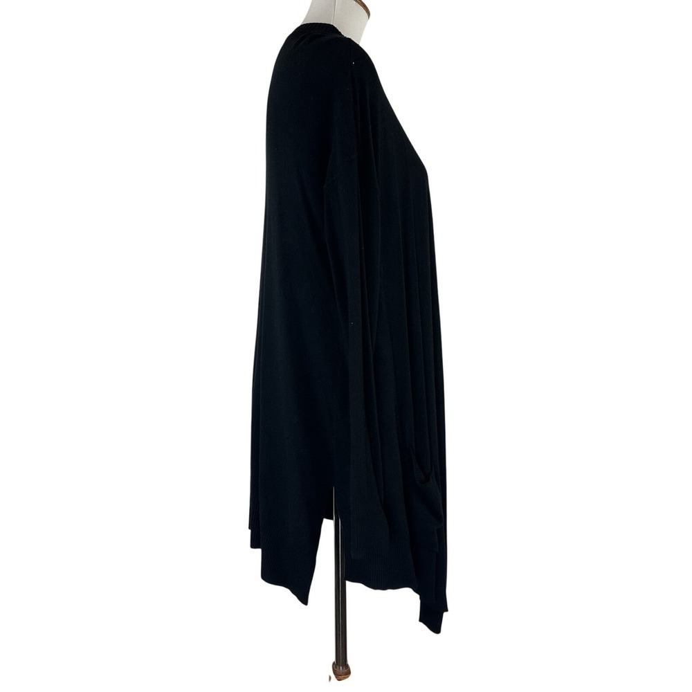 Chico's‎ Long Sleeve Open Front Waterfall Cardigan Sweater Slits Black Women's 2 - Picture 5 of 10